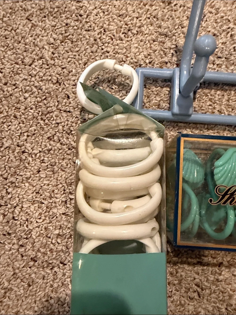 Better Homes And Gardens Light Blue Hook Rack with Teal Shell Shower Hooks